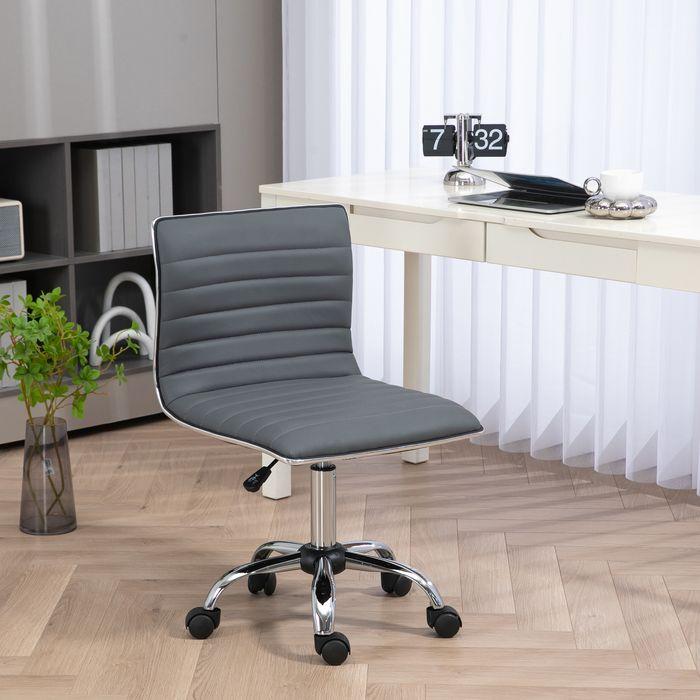 Actual product image Swisshandel24 Bürostuhl ohne Armlehnen, höhenverstellbar Drehstuhl mit Rollen, Dunkelgrau