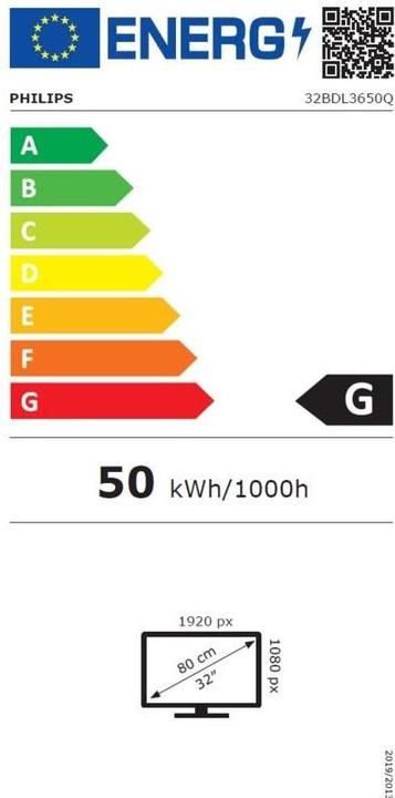 Energy Label Philips Signage Solution Q-Line 32BDL3650Q/00 (1920 x 1080 pixels, 31.50")