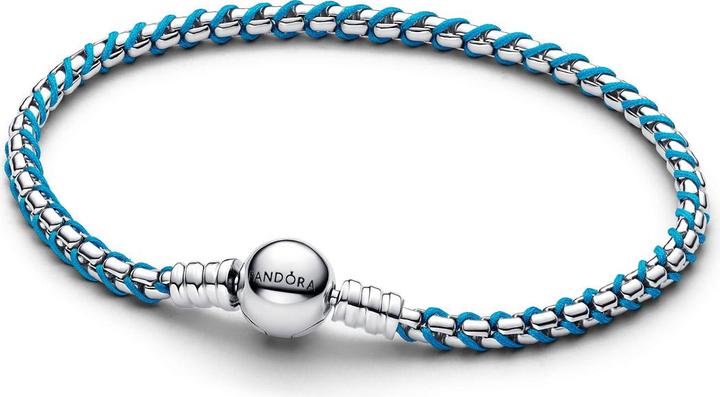 Produktbild Pandora Blaue Kordel Schlangen Gliederarmband (20 cm, Silber 925, Textil)
