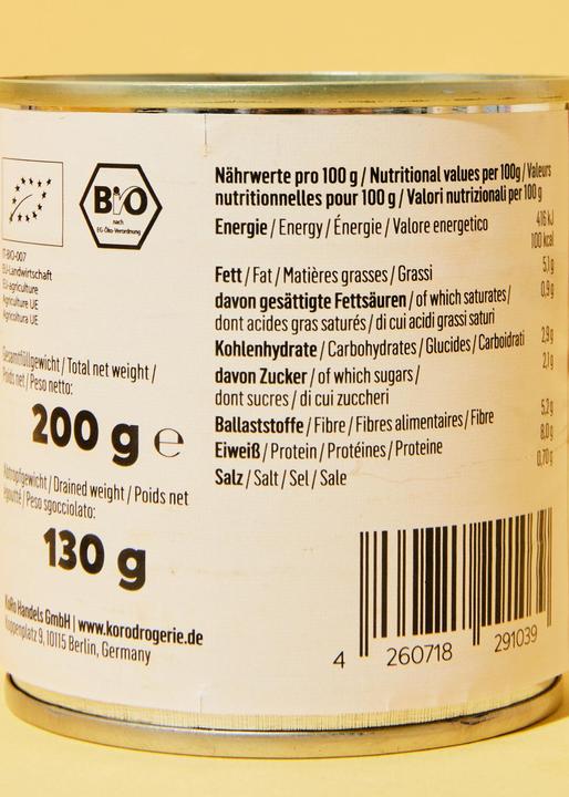 Valeurs nutritives et ingrédients KoRo Edamame de soja bio au sel (1560 g)