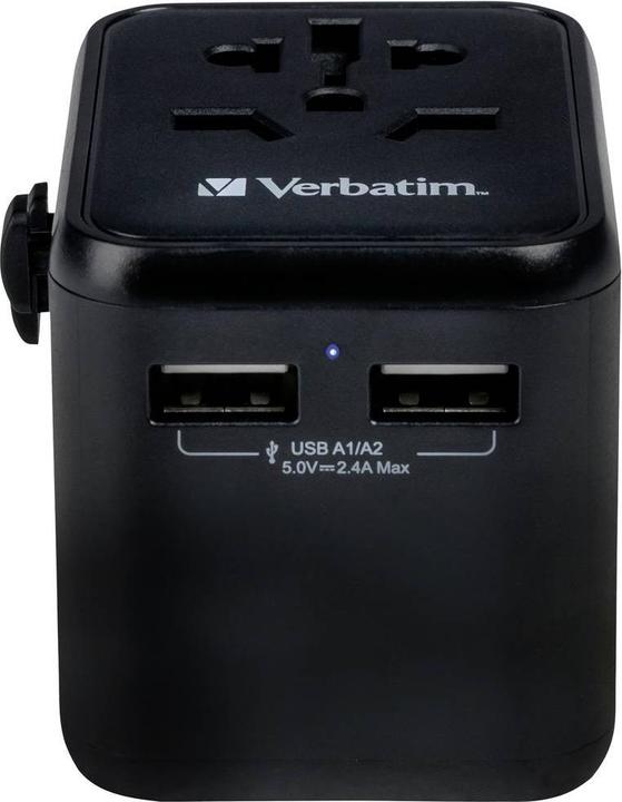 Actual product image Verbatim Universal Travel Adapter with 2 x USB-A ports