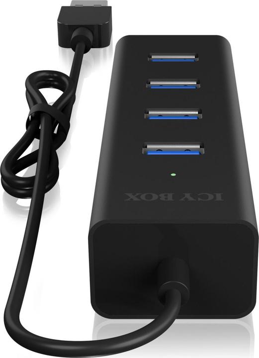 Actual product image Icy Box ICYBOX IB-HUB1409-U3 4x Port USB 3.0 Hub, Black (USB-A, 4 Ports)