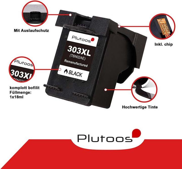 Produktbild Plutoos HP 303 XL HP 303 XL Patronen XXL kompatibel (BK, CL)