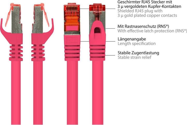 Immagine prodotto Varia SO-36800 - Patchkabel Cat.6a, S/FTP, 7,5m, magenta (S/FTP, CAT6, 7.50 m)
