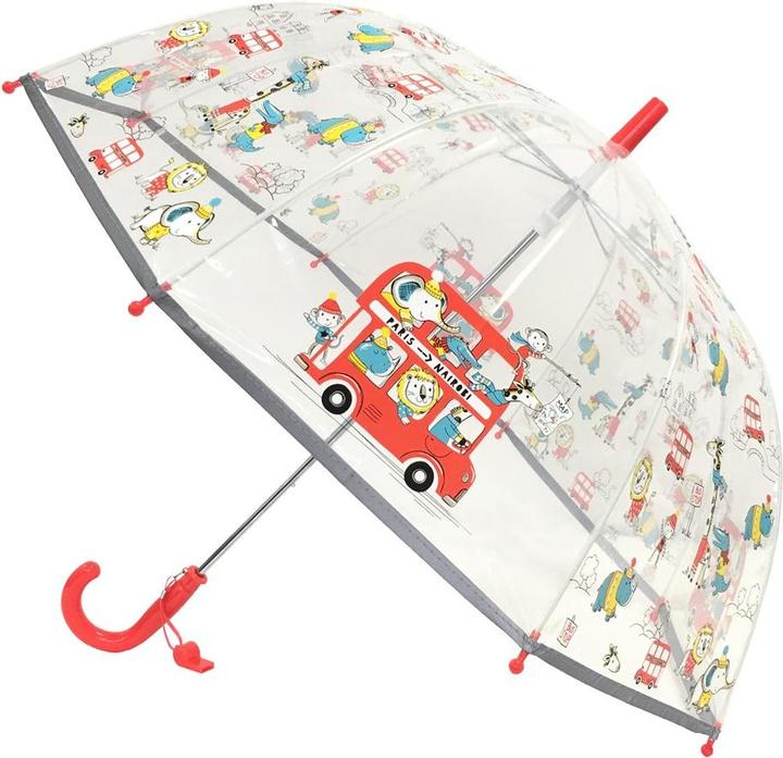 Immagine prodotto Smati Ombrello per bambini, trasparente, campana, bordo fluorescente, animali del bus, taglia unica