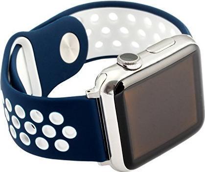 Actual product image Hermex Apple Watch 44mm / 42mm S / M Silicone Sport Strap Strap Soft BLUE WHITE (42 mm, 44 mm, Silicone, M)