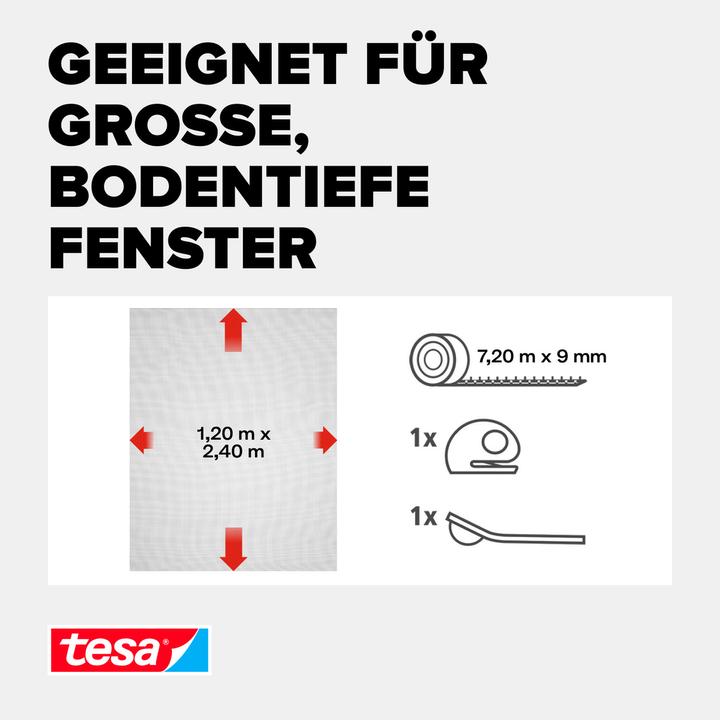 Immagine prodotto tesa Zanzariera COMFORT per finestre, con nastro velcro, autoadesiva, senza forare (120 x 240 cm)
