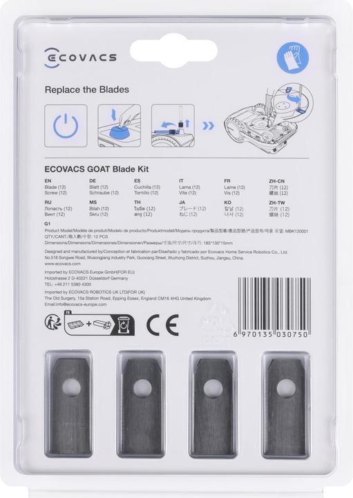 Produktbild Ecovacs Ersatzmesser Kit (Mähroboter, Rasenmäher Messer + Ersatzmesser Gartenmaschinen)