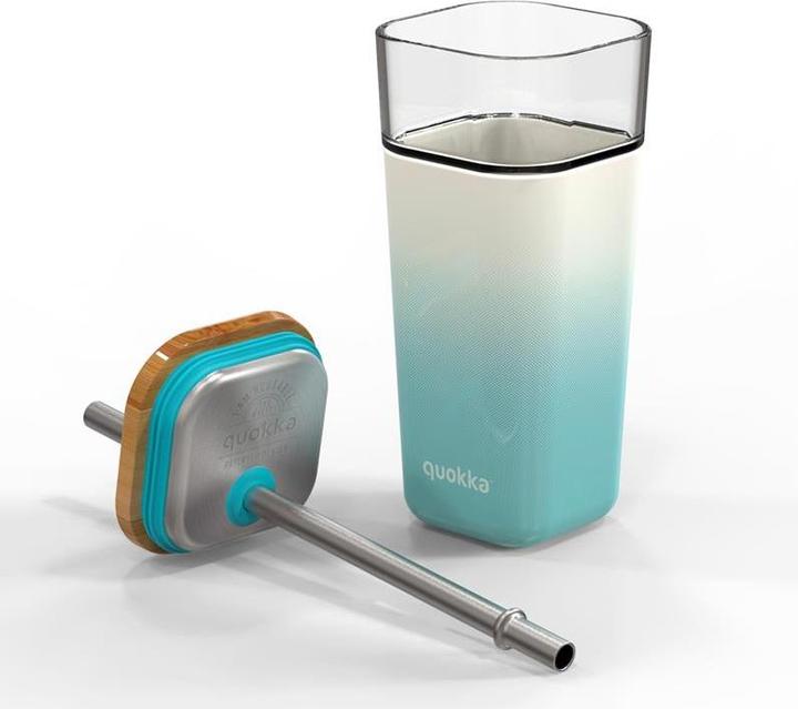 Produktbild Quokka Cube Glas 540 ml - Trinkbehälter mit Strohhalm - Teal Gradient (0.54 l)
