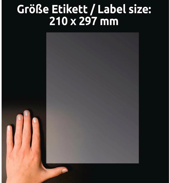 Actual product image Avery AVZ L8011-10 Antimicrobial labels 210x297mm transparent