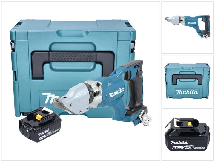 Actual product image Makita DJS 200 G1J Battery Sheet Metal Shears 18 V 2,0 mm Brushless + 1x Battery 6,0 Ah + Makpac - without