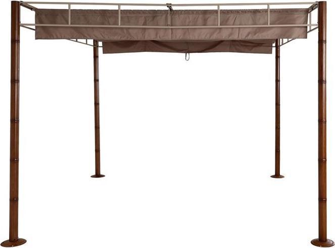 Produktbild Mendler Pergola HWC-L42, stabiles 7cm-Metall-Gestell 3x3m Bambus-Optik, taupe-braun (290 cm, 290 cm)