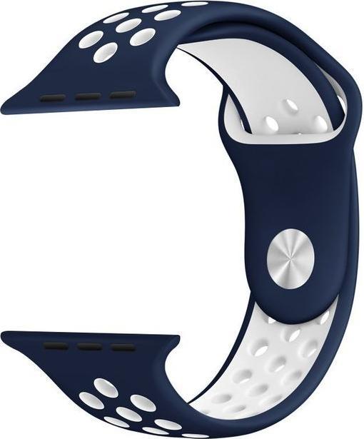 Actual product image Hermex Apple Watch 44mm / 42mm S / M Silicone Sport Strap Strap Soft BLUE WHITE (42 mm, 44 mm, Silicone, M)