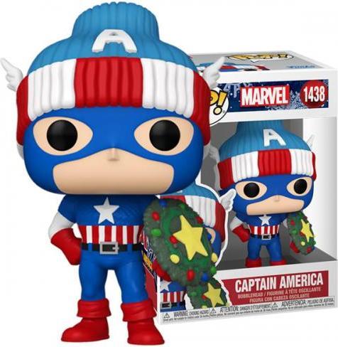 Actual product image Funko Marvel POP! vinyl figure Holiday Capt. America 9 cm