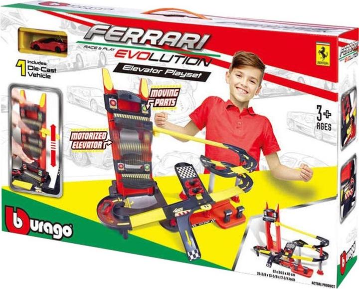 Produktbild Bburago 18/56668 Official Ferrari with toy car metal track with elevator and gas station