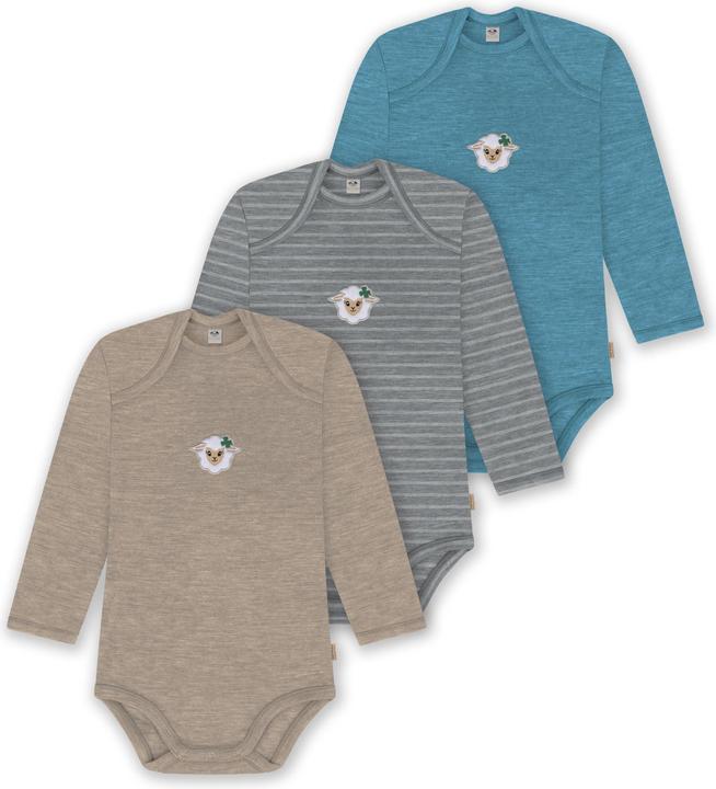 Normani 3er Pack Baby Merino Body Langarm „Auckland" - 9383