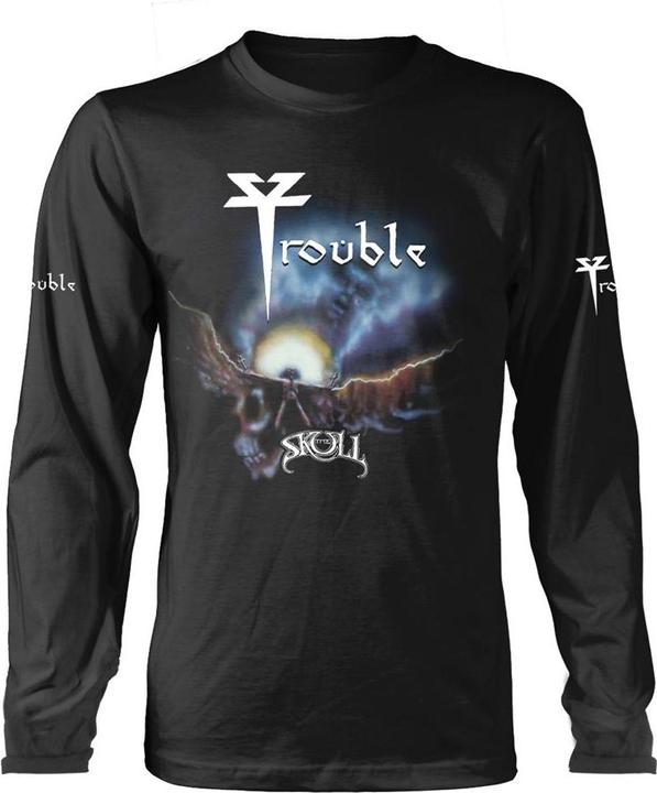 Actual product image Trouble Unisex Adult Skull Long-Sleeved T-Shirt (S)