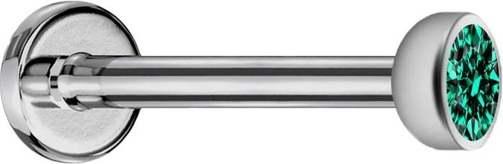 Star Piercing Micro Labret Innengewinde silber mit Halbkugel Kristall türkis (ohne Messing, Titan G23)