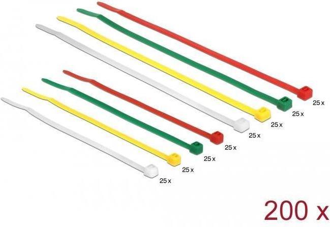 Immagine prodotto Delock Fascette colorate 200 pz L100 x B2.5 mm + L200 x B3.6 mm,18628 (100 mm, 200 pz.)