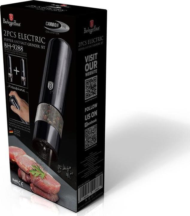 Produktbild BerlingerHaus Elektrische Pfeffer- und Salzmühle 2er-Set Carbon Pro Edition (Pfeffer, Salz)