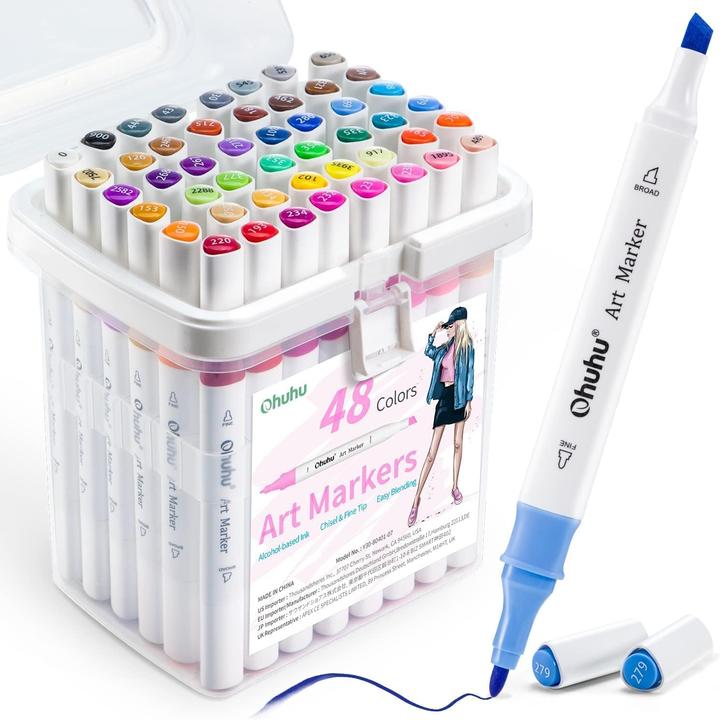 Image du produit Ohuhu Marqueurs artistiques (Multicolore, 48 x)
