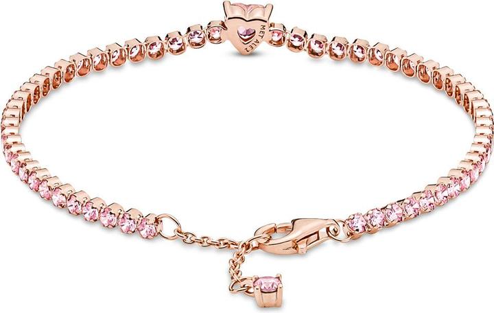 Pandora 14k Rose Gold Sparkling Pavé Heart Tennis Armband