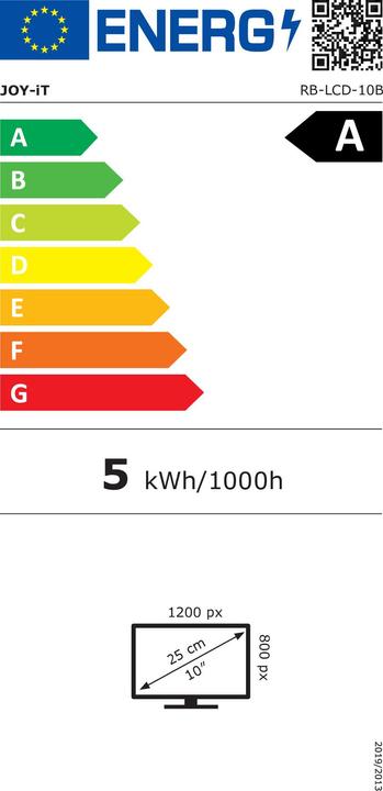 Energie-Label Joy-it LCD10 V2 Touchscreen-Modul 25.7 cm (10.1" ) 1280 x 800 Pixel Passend für: Raspberry Pi
