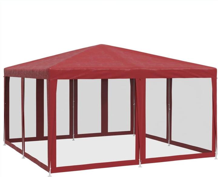 Image du produit VidaXL Partyzelt Pavillon Festzelt mit 8 Mesh-Seitenteilen Rot 4x4m HDPE (400 cm, 400 cm)
