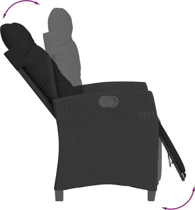 Produktbild VidaXL Gartenmöbel Essgruppe Gartengarnitur Sitzgruppe 7tlg. Schwarz Poly Rattan (90 cm)