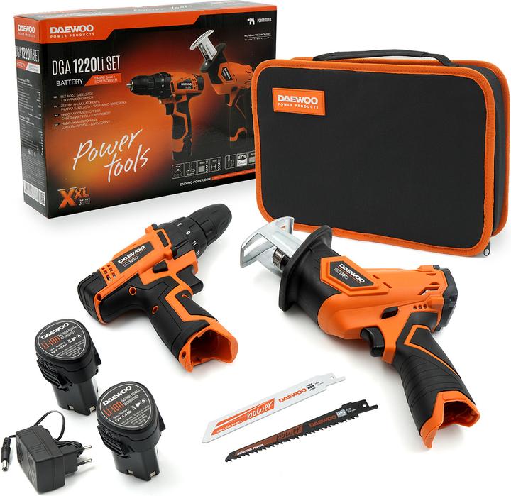 Image du produit Daewoo Power Products Ensemble sans fil : perceuse + scie sabre (Fonctionnement sur batterie)