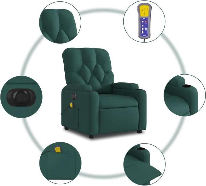 Produktbild VidaXL Massagesessel Fernsehsessel Relaxsessel Elektrisch Dunkelgrün Stoff