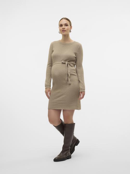 Produktbild Mamalicious Normal geschnitten Rundhals Gerippte Ärmelbündchen Ballonärmel Kurzes Kleid Strickkleid (L)