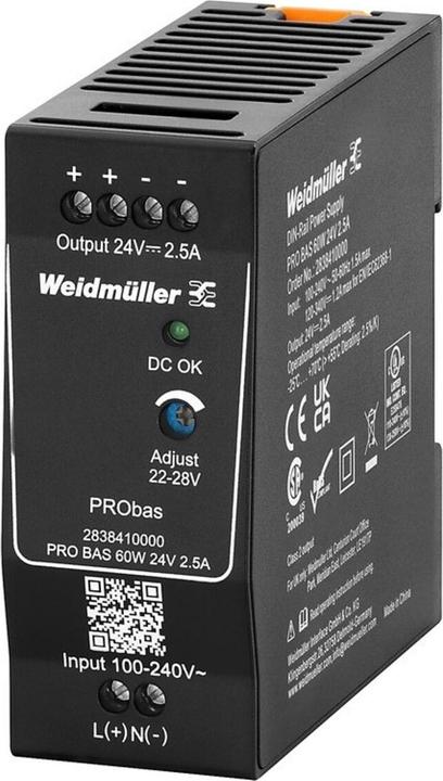 Produktbild Weidmüller DIN-Schienennetzgerät PRO BAS, 60 W, 24 V
