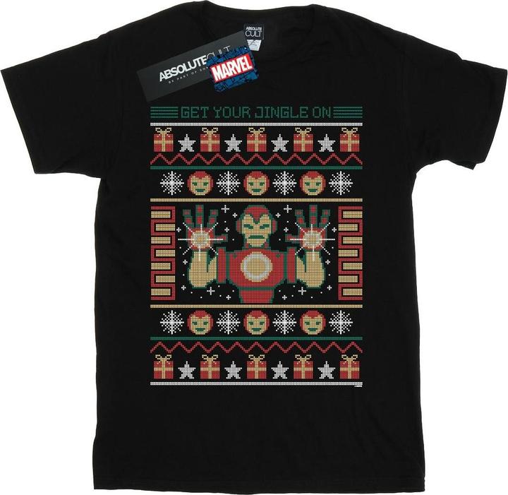Actual product image Boys Iron Man Get Your Jingle On Fair Isle T-Shirt (104)