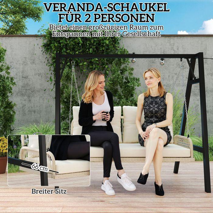 Produktbild Swisshandel24 2-Sitzer Hollywoodschaukel Rattan, bis 240 kg, 115x66x44 cm Beige