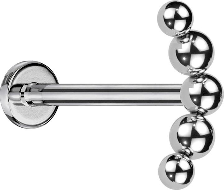 Star Piercing Micro Labret Innengewinde silber Bogen Kugeln (ohne Messing, Titan G23)