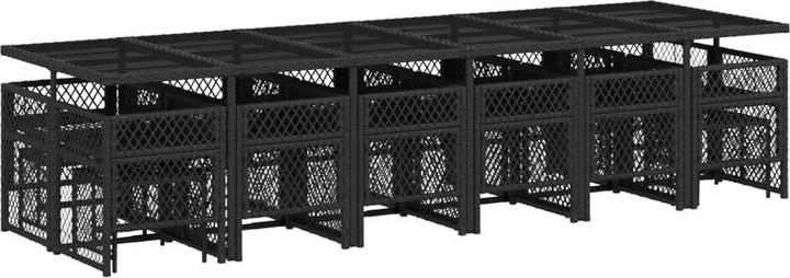 Produktbild VidaXL Gartenmöbel Essgruppe Gartengarnitur Sitzgruppe 17tlg Schwarz Poly Rattan (330 cm)