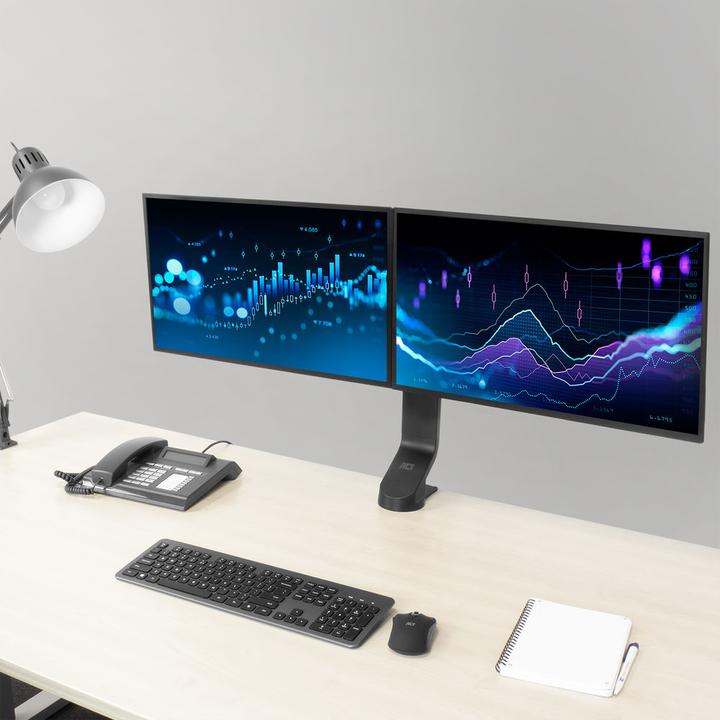 Produktbild Monitor Desk Mount with Crossbar, 2 screens up to 27ö, with thumb screw (Tisch, 27")