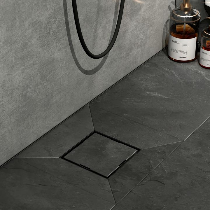 Immagine prodotto Emke Caniveau De Douche Carré, Ensemble 2-En-1, Siphon Anti-Odeur Et Filtre à Cheveux, 1000cm, Noir (60 mm)