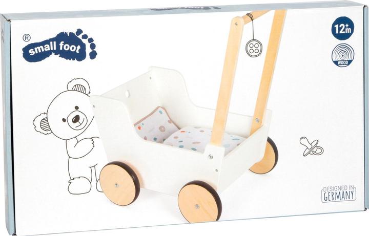 Actual product image small foot Wooden push-along doll's pram, small button
