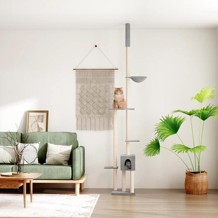 Actual product image VidaXL Kratzbaum Deckenhoch Katzenkratzbaum Katzenbaum Kletterbaum Hellgrau (284.50 cm, Light grey)