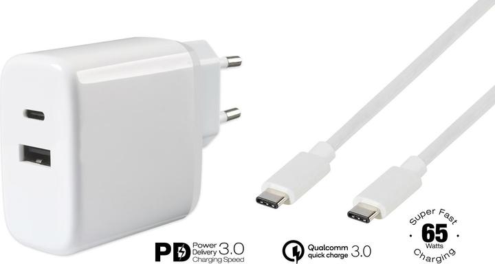 Produktbild Vivanco 65W Dual Schnellladegerät USB C PowerDelivery3.0 Handy Heimlader USB-C K 62773 (65 W)