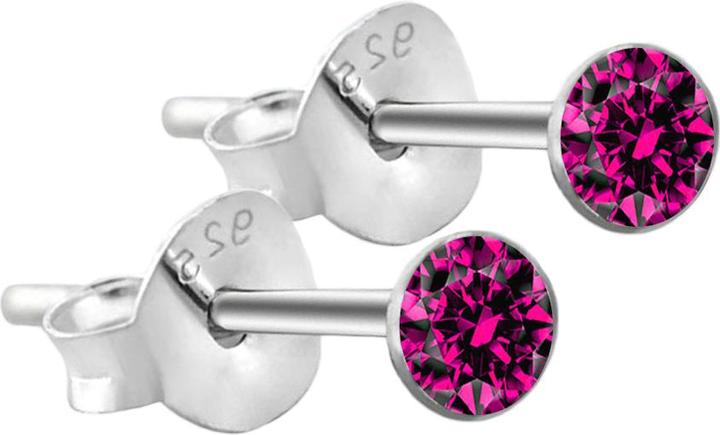 Immagine prodotto Star Piercing Orecchini tondi in argento 925 con cristallo fucsia (senza ottone, Argento 925)