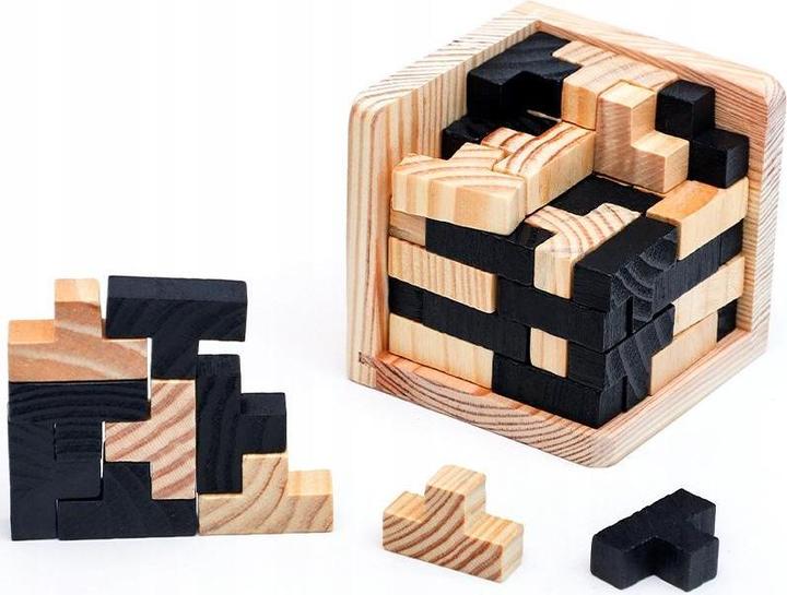 Actual product image JTI IQ wooden puzzle, 3D cube - black (1 pieces)
