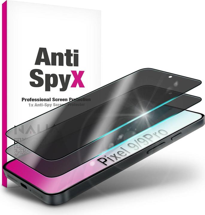 Nalia AntiSpyX - Privacy Schutzglas mit Blickschutz - Full Display Screen Protection 9H Tempered Glass (1 Stück, Google Pixel 9)