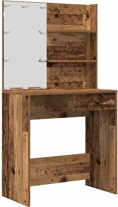 Produktbild VidaXL Schminktisch-Set mit LED-Leuchten Altholz-Optik Holzwerkstoff (74.5 x 40 x 141 cm)