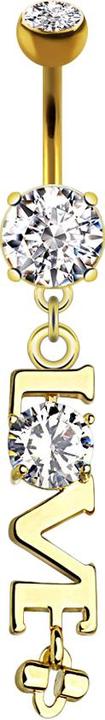 Actual product image Star Piercing Banana 14k gold-plated with two balls crystal silver pendant Love (Surgical steel 316L, Brass)