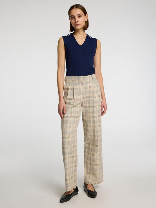 Image du produit Selected Femme Leinenmix Karo Hose mit weitem Bein (34)