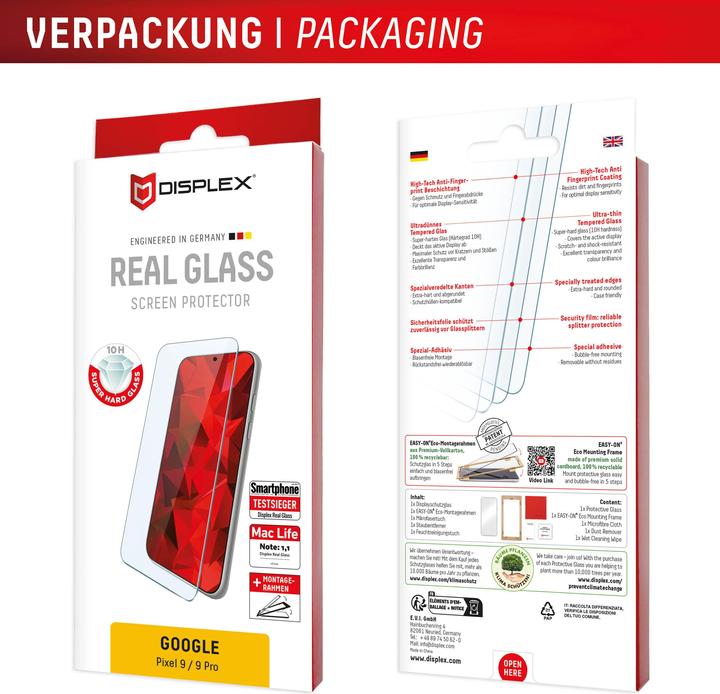 Actual product image Displex Real Glass, 2D Panzerglas (1 Piece, Google Pixel 9 Pro, Google Pixel 9)