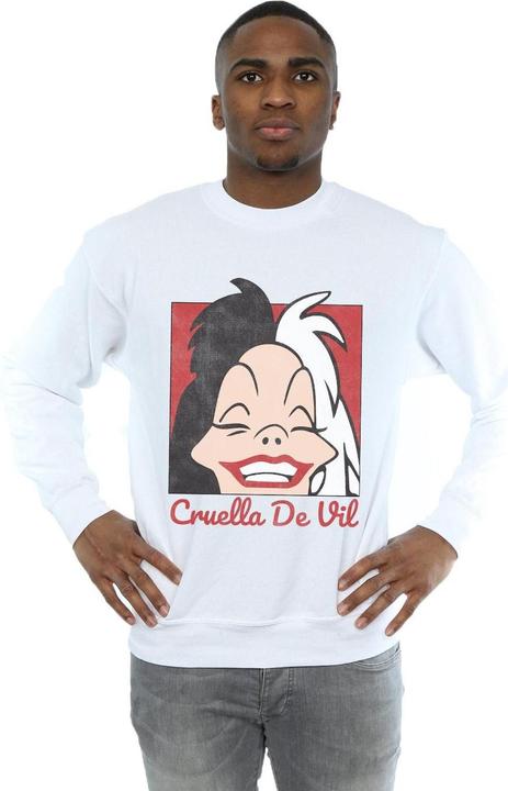 Actual product image Disney Mens Cruella De Vil Cropped Head Sweatshirt (L)